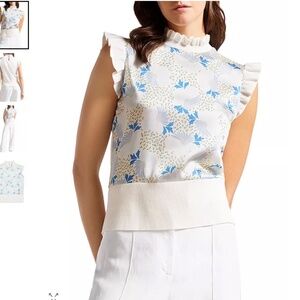 Ted Baker Luseea Woven Front Knit Top - Size 1